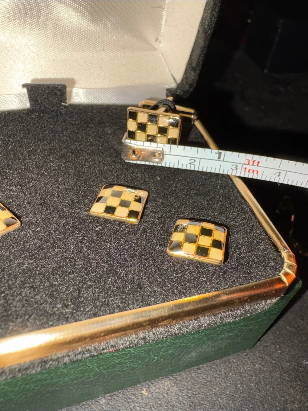 Vintage Raffinati Enamel Checkerboard Cufflink Set